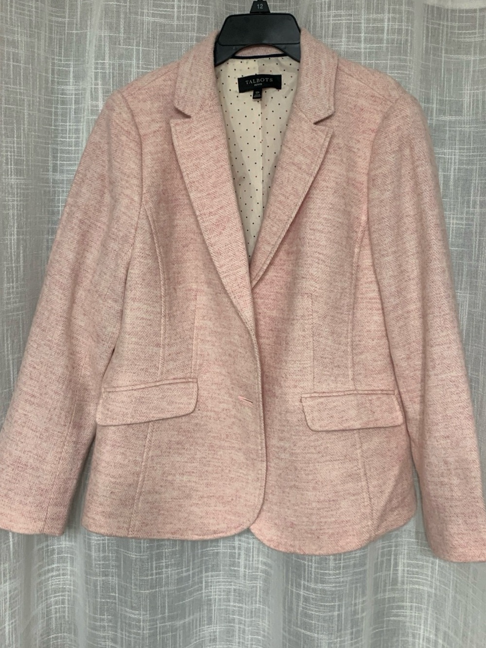 Talbots Blush Pink Tweed Notch-Lapel Blazer